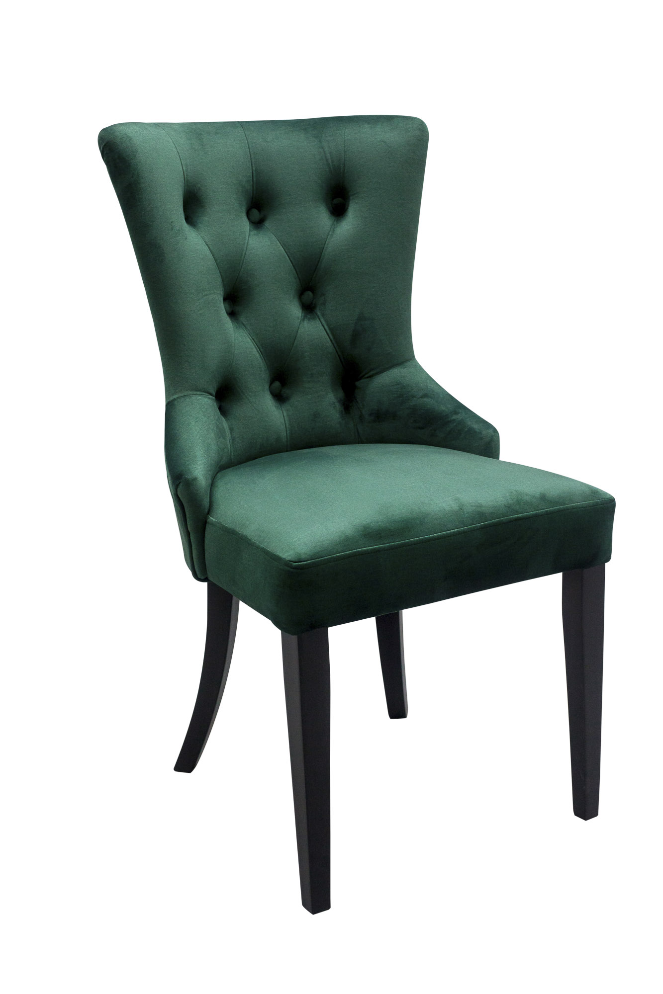 K107 Krzesło welurowe pikowane tapicerka zielona nogi czarne