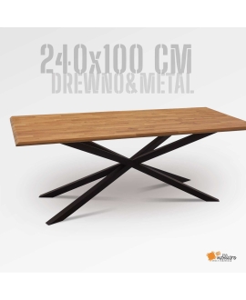 Stół drewniany - blat z klejonki dębowej na metalowych nogach Stół drewniany - blat z klejonki dębowej na metalowych nogach