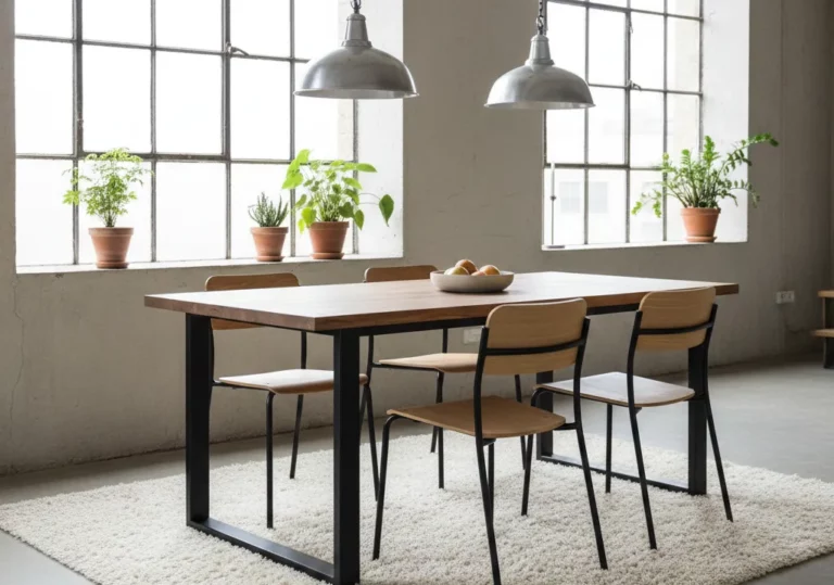 stół z metalowymi nogami