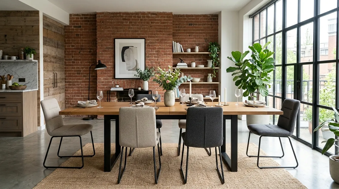 stół z metalowymi nogami