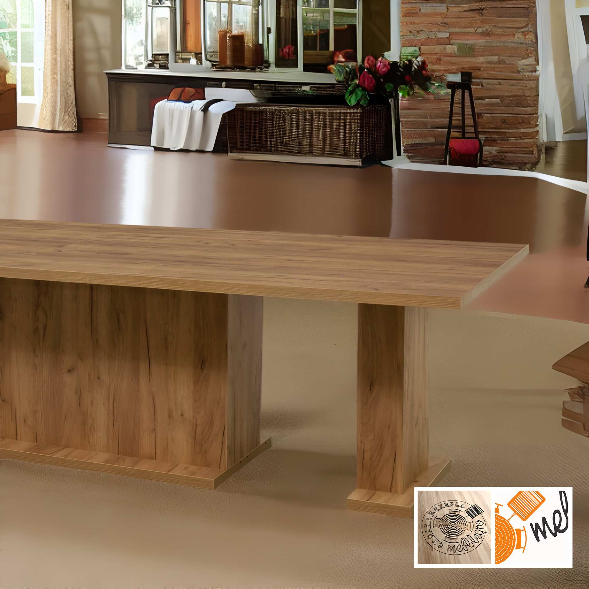 Minimalistyczny Stół Rozsuwany z 1 Nogą-Kolumną 🛒 sklep@mebllegro