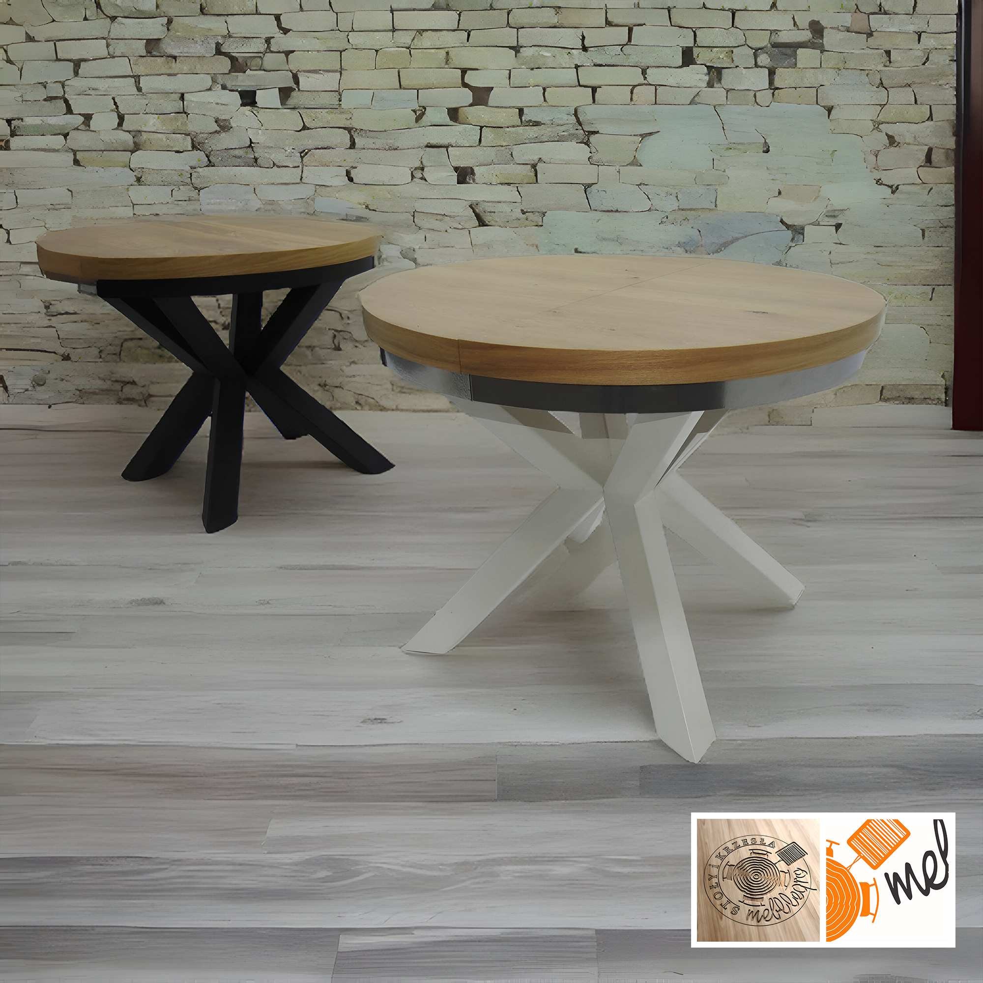 Okrągły stół Pająk rozkładany z metalowymi nogami