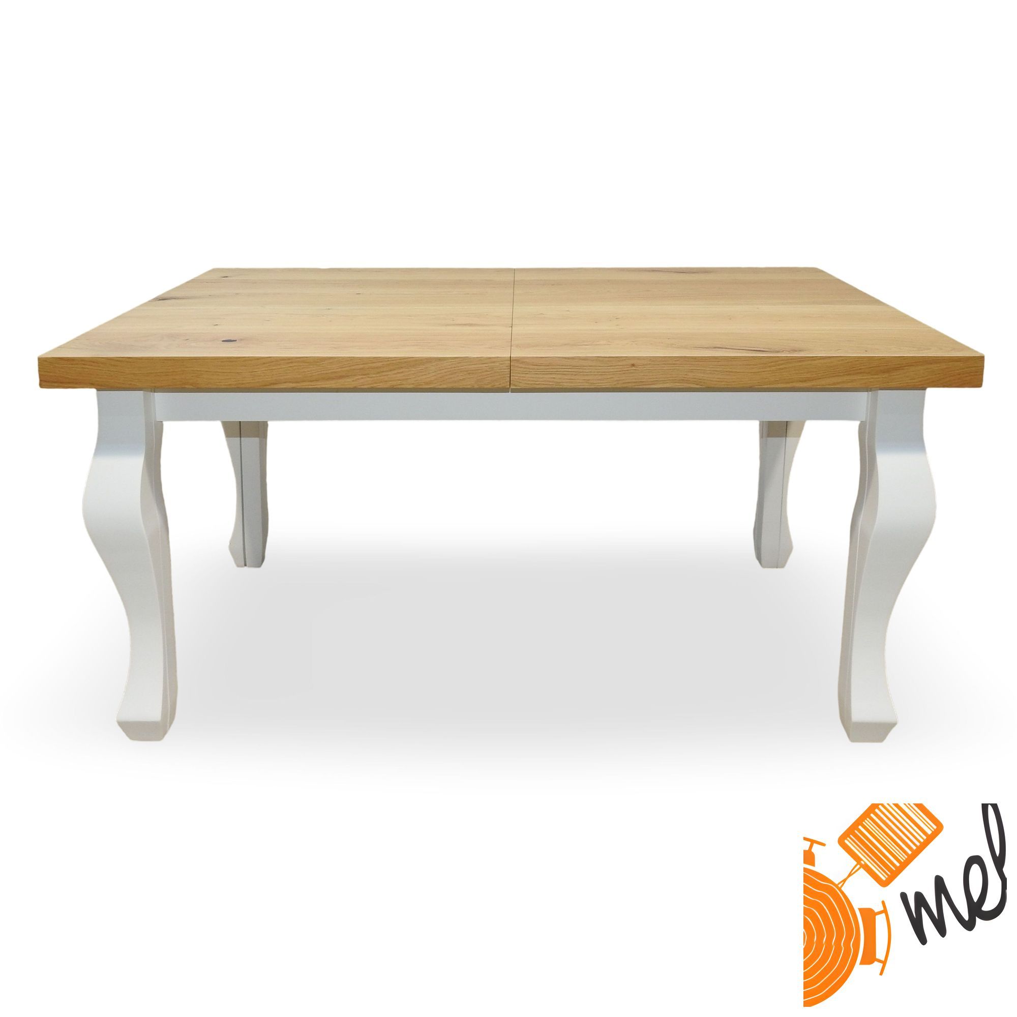 Stół drewniany rozkładany z białymi nogami