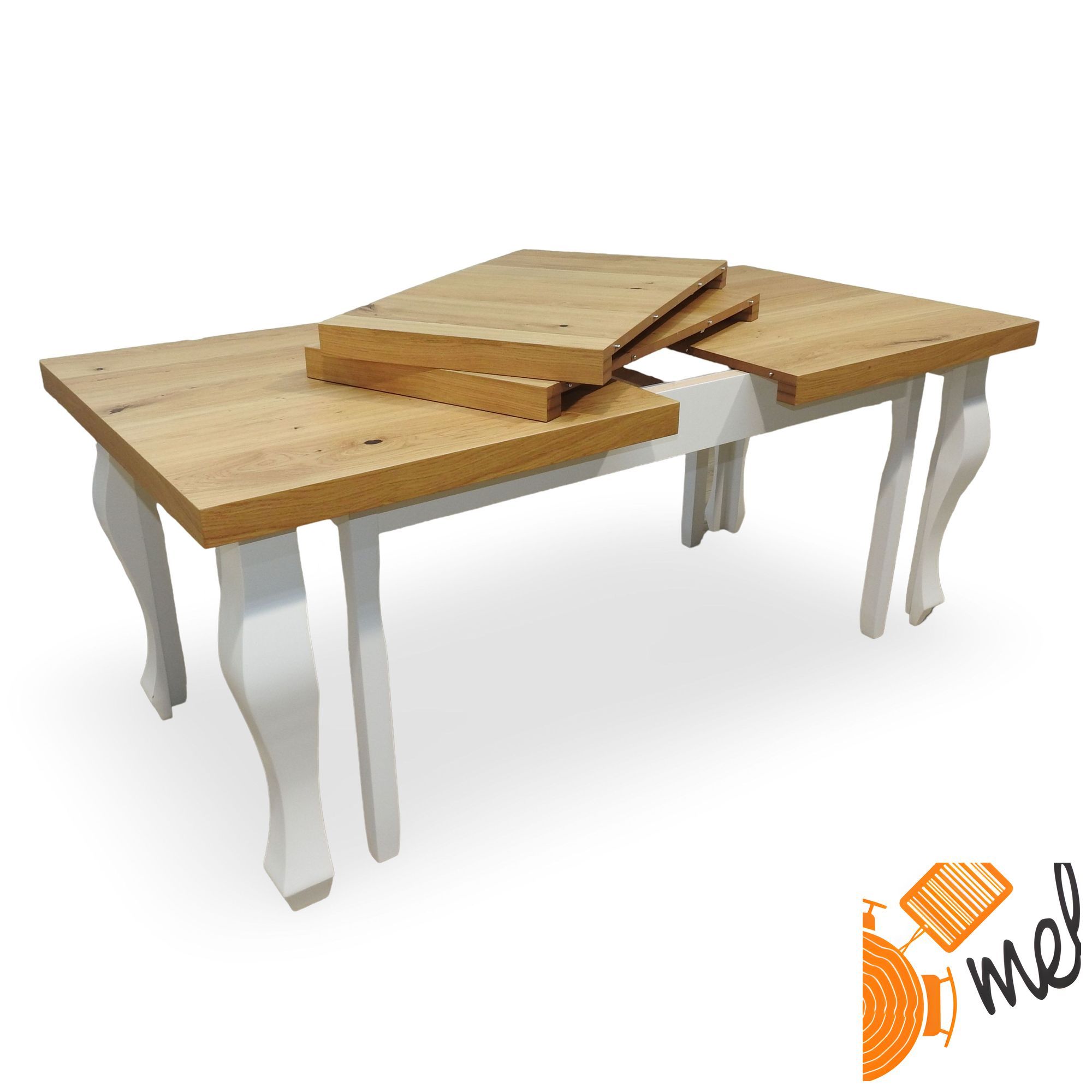 Stół drewniany rozkładany dębowy z białymi nogami