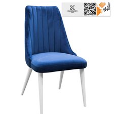 Krzesła tapicerowane welurem niebieskie z białymi nogami