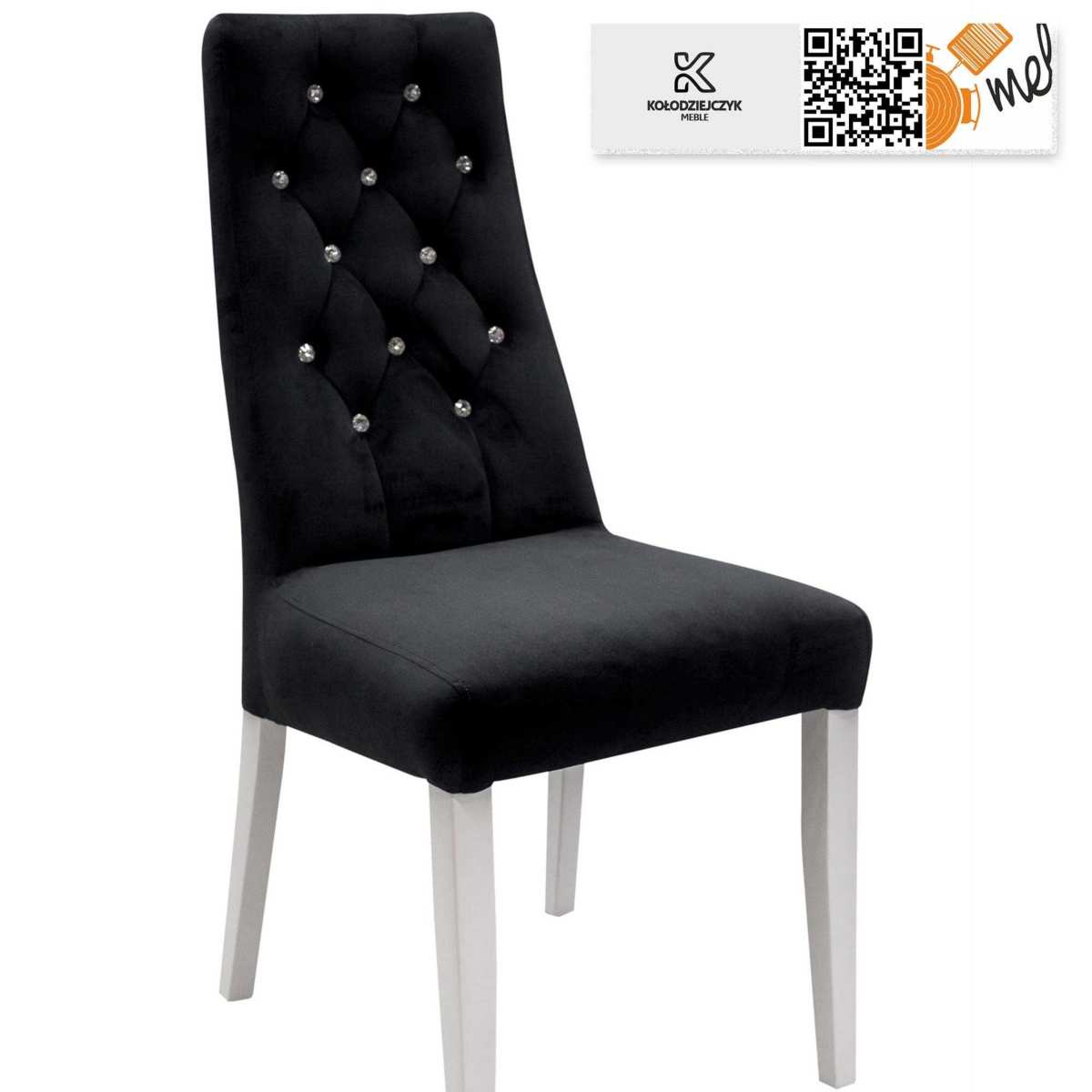 Krzesło welurowe czarne K111 tapicerowane pikowane