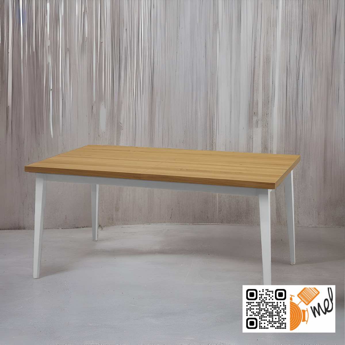 Stół drewniany z rozkładanym blatem dębowym i białymi nogami