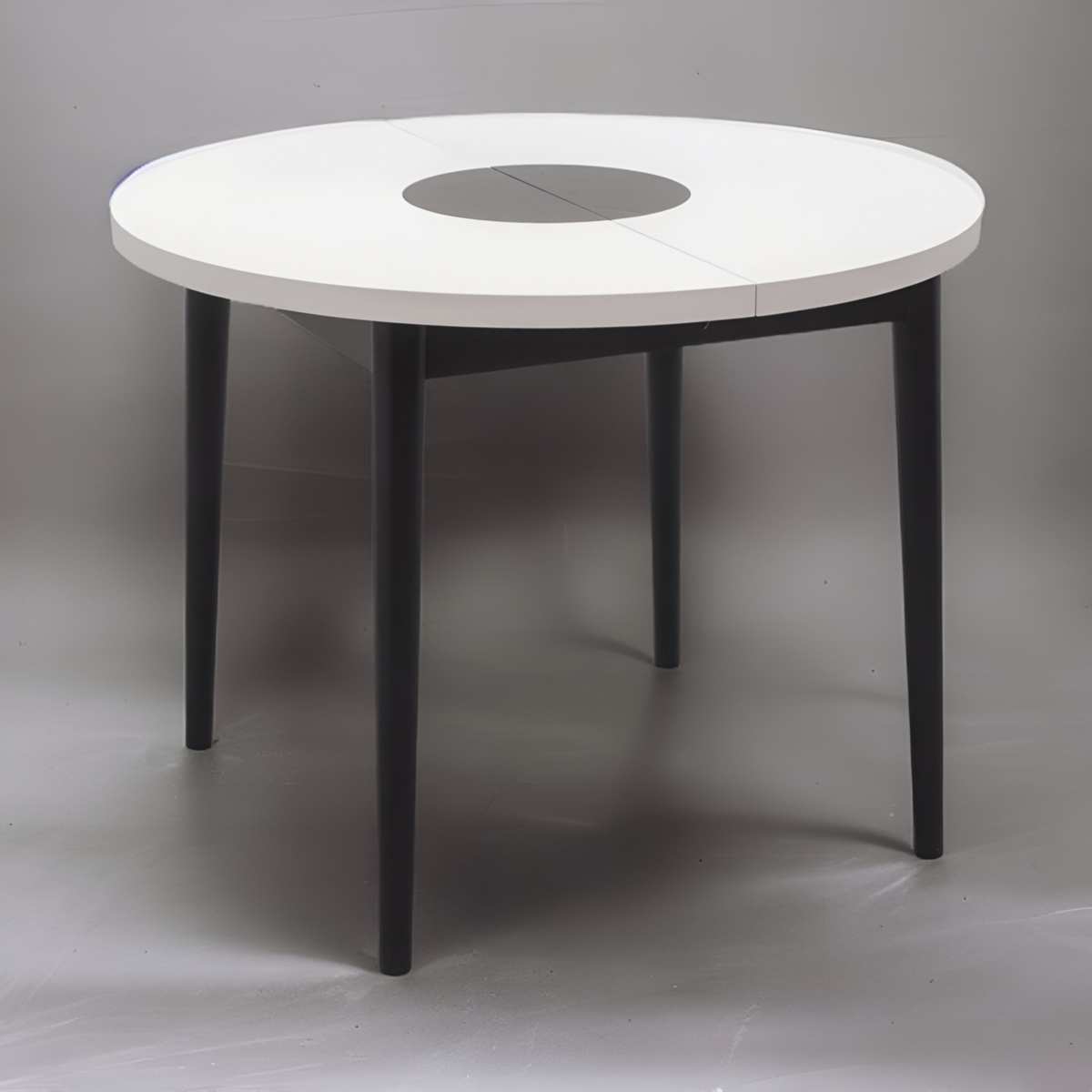 Okrągły stół S41 biało czarny rozkładany