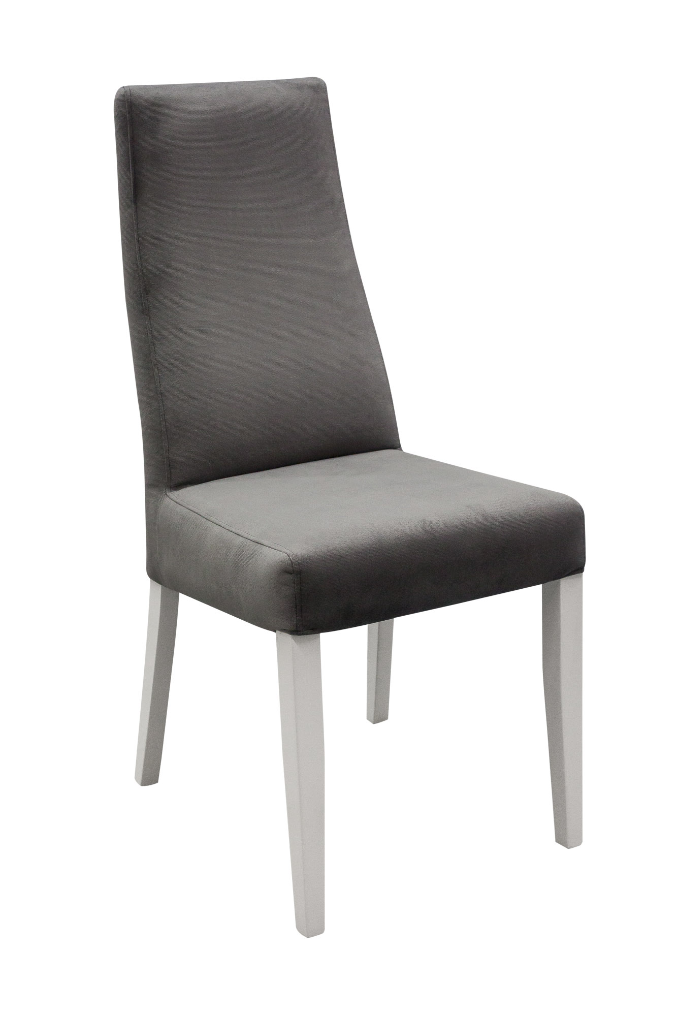 Krzesło tapicerowane welurowe K110 szare krzesła na białych nogach