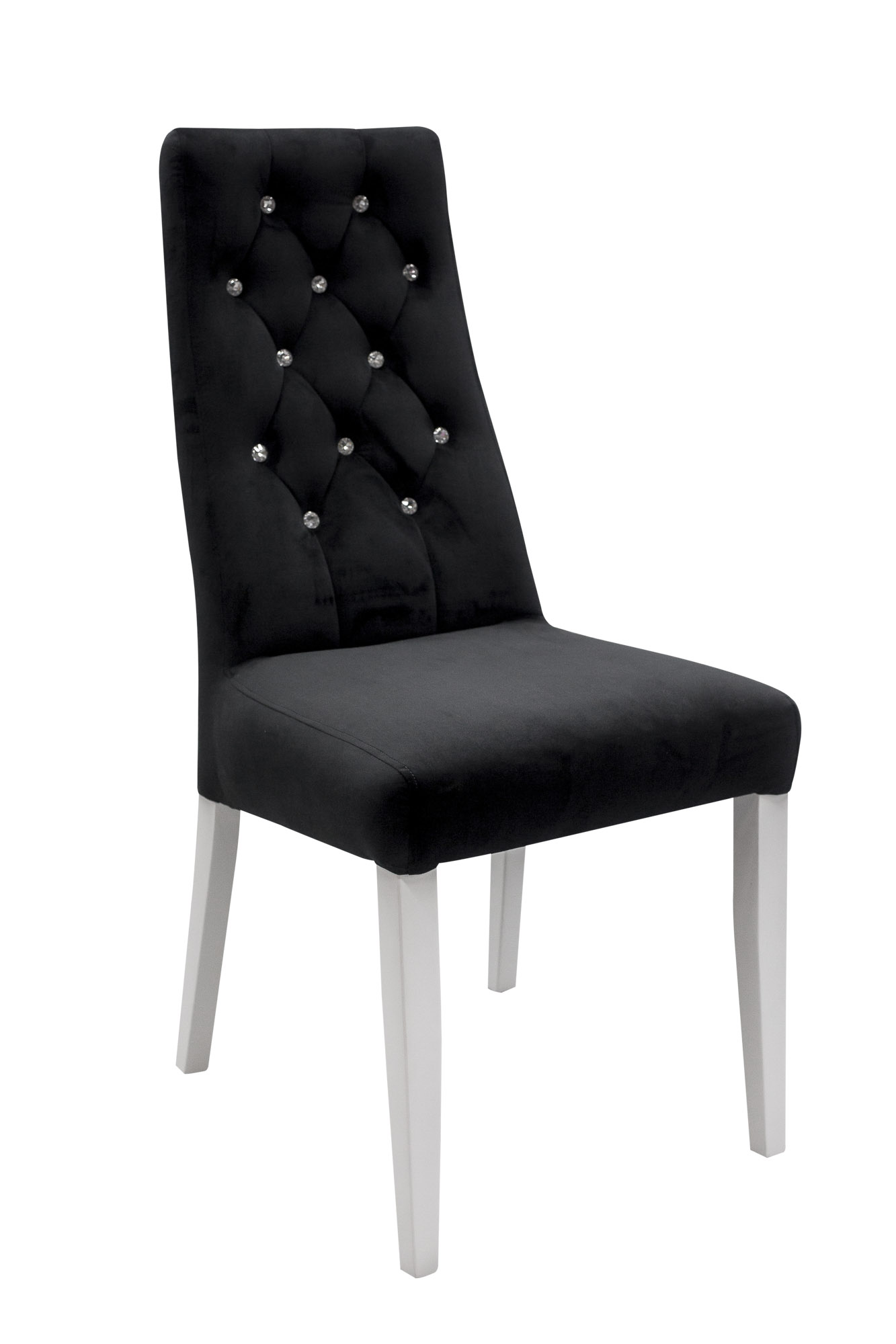 Krzesło welur czarne K111 krzesła tapicerowane na białych nogach