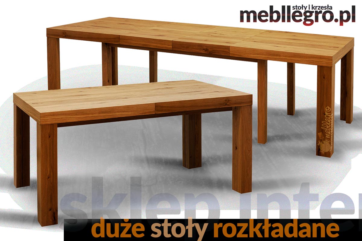 Duży stół rozkładany drewniany S26 na 8 nogach