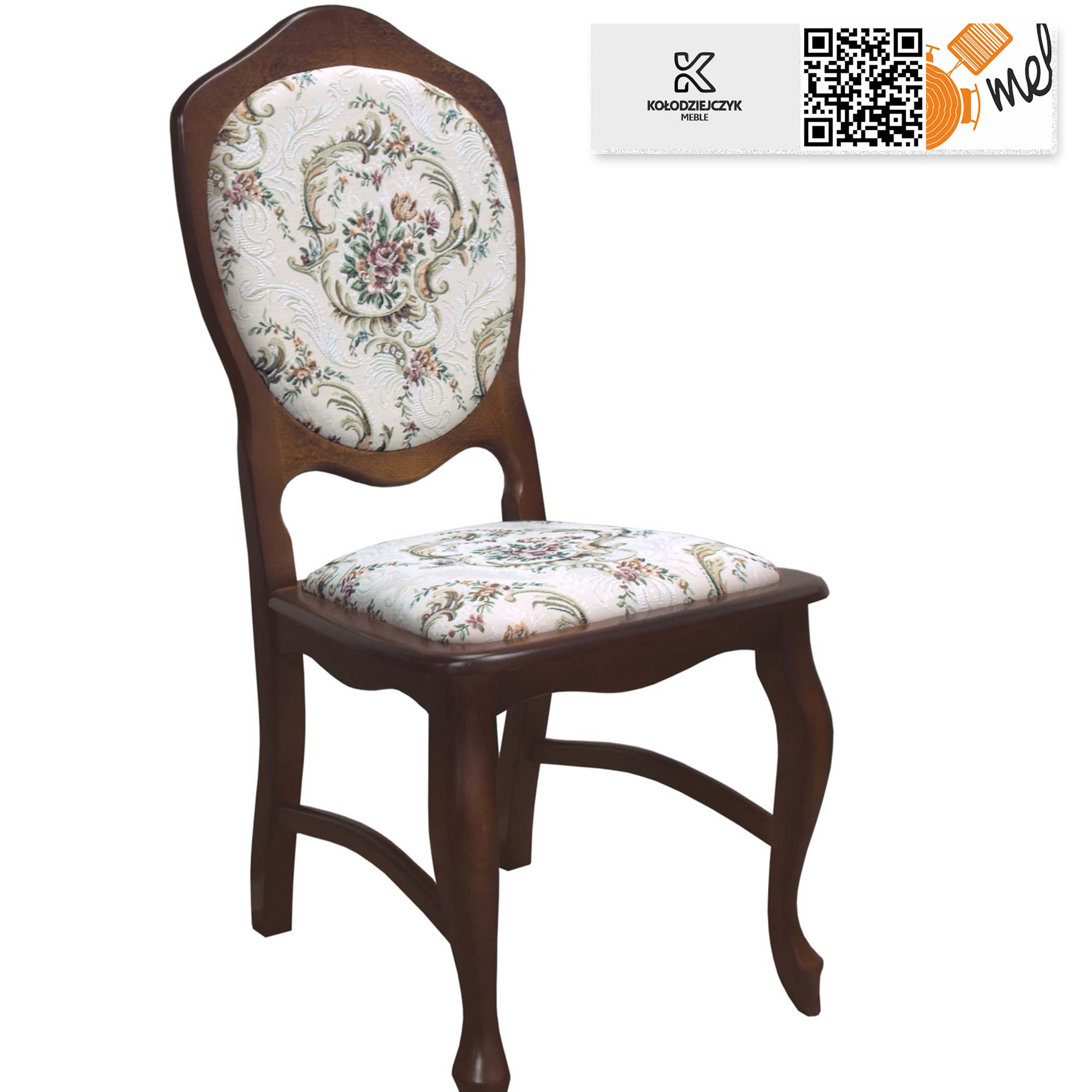 Krzesło drewniane K06 patelnia stylowe nogi Ludwik tapicerowane oparcie i siedzisko