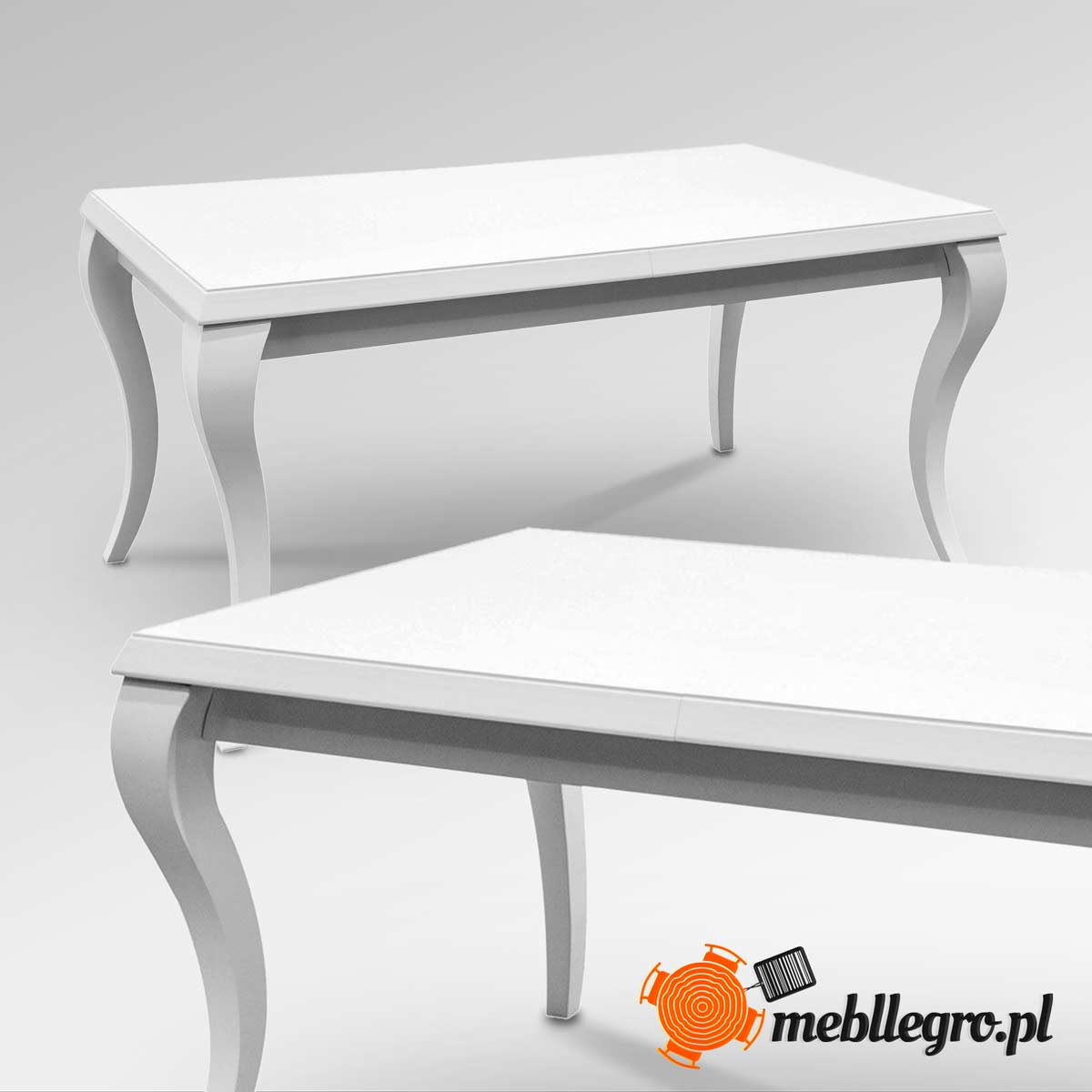 nowoczesne stoły białe rozkładane glamour