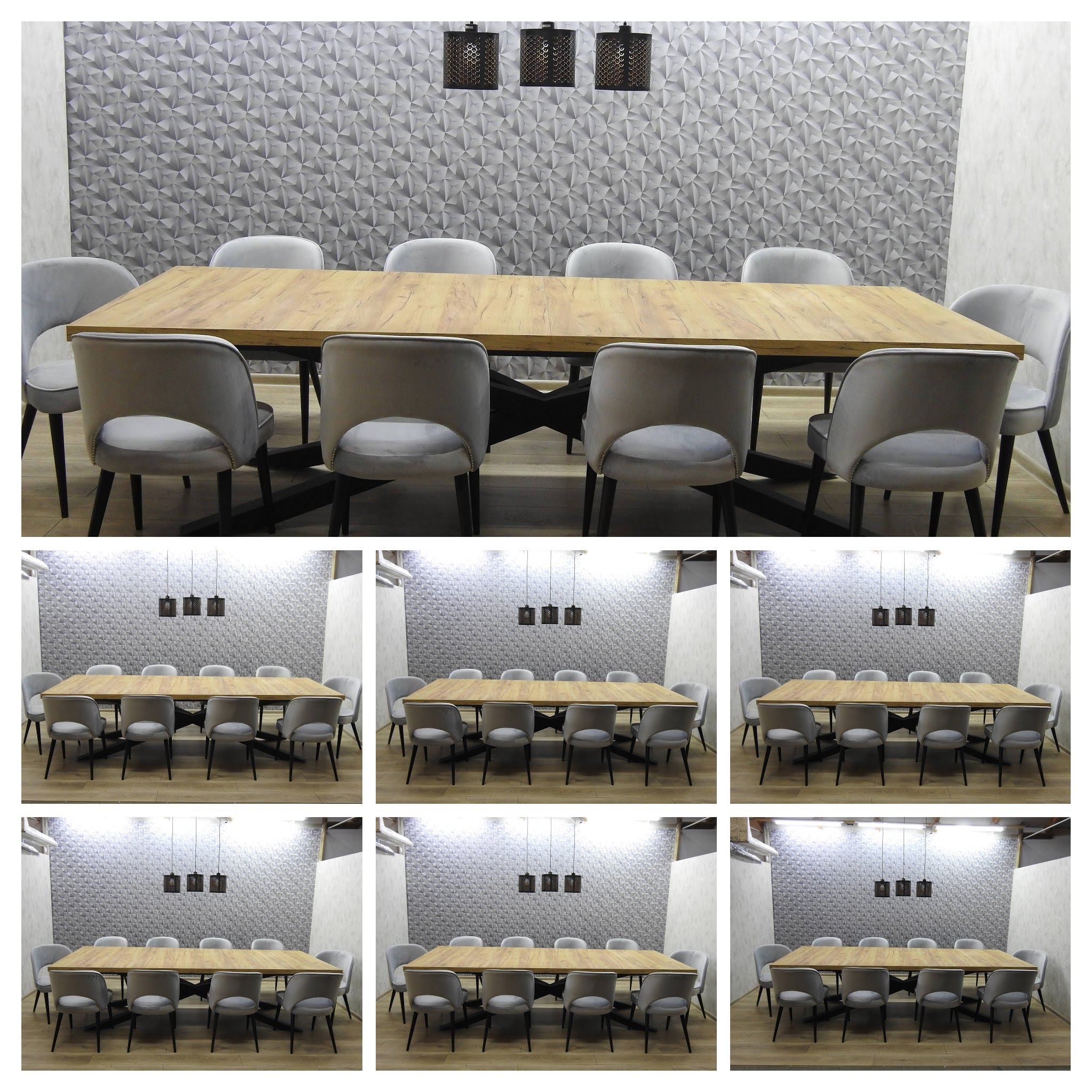 stół x metalowy 200x100cm dla 10 osób - zestaw z krzesłami