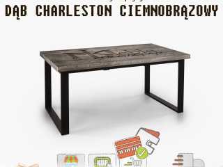 Stół S37 metalowy rozkładany Dąb Charleston ciemnobrązowy