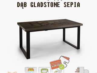 Stół S37 metalowy rozkładany Dąb Gladstone sepia
