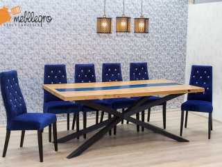 stol krzesła niebieskie loft industrialny