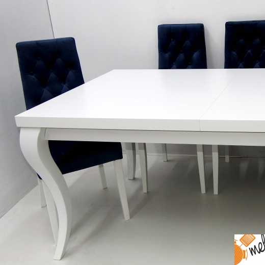 biały stół glamour z krzesłami