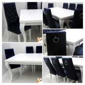 biały stół glamour z krzesłami