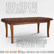 Stół drewniany S02 wymiary 160x90 po rozłożeniu 240x90 / MEBLLEGRO CLASSIC