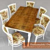 stół z krzesłami stylowy PROWANSALSKI DWÓR biały zestaw stołowy 6 osobowy