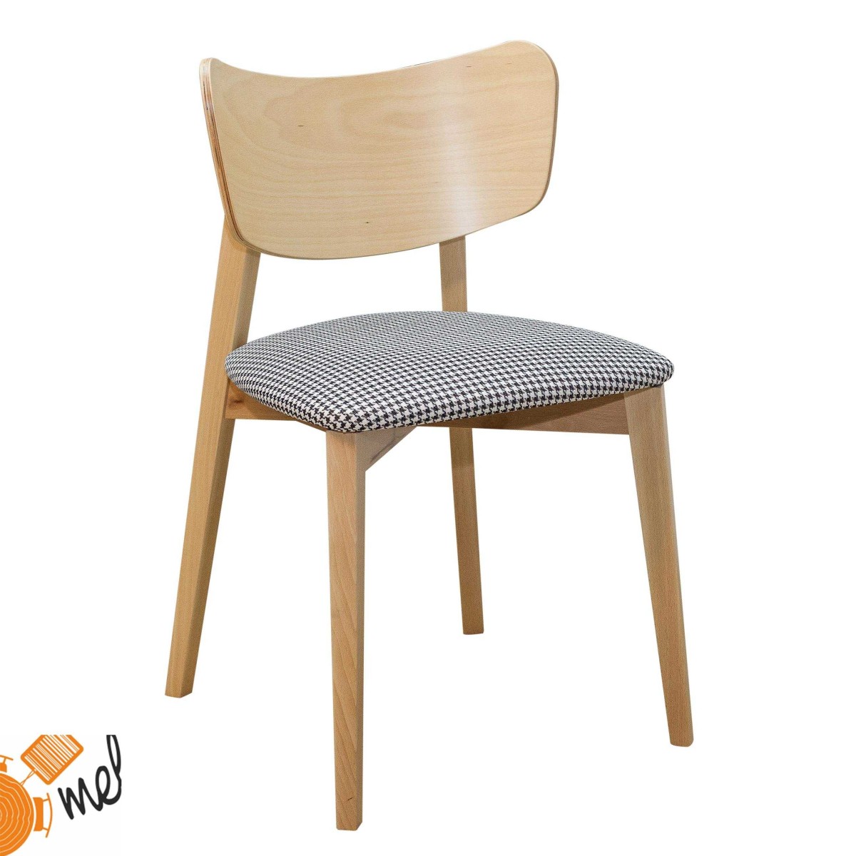 Krzesło drewniane tapicerowane siedzisko styl skandynawski