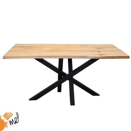 Stół Pająk dębowy 200x100 lite drewno i metal