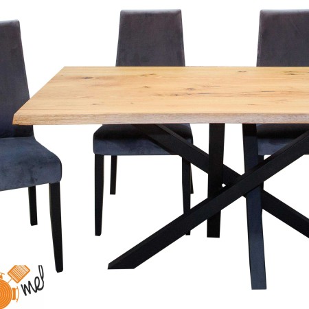Stół Pająk mijany lite drewno metalowe nogi z krzesłami
