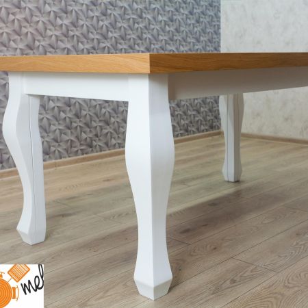 Nowoczesny stół drewniany na białych nogach Ludwik kant