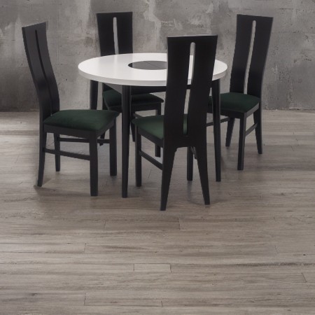 Okrągły Stół i Krzesła Z38 Biały z Czarnymi Nogami