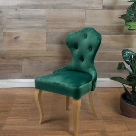 Zielone Luksusowe Krzesło Tapicerowane Miękkim Welurem