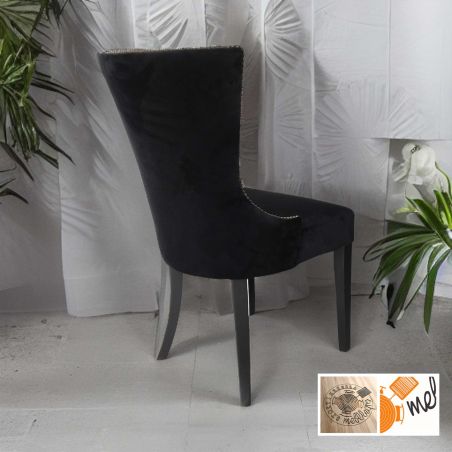 Eleganckie i Wygodne Czarne Krzesło z Drewnianymi Nogami