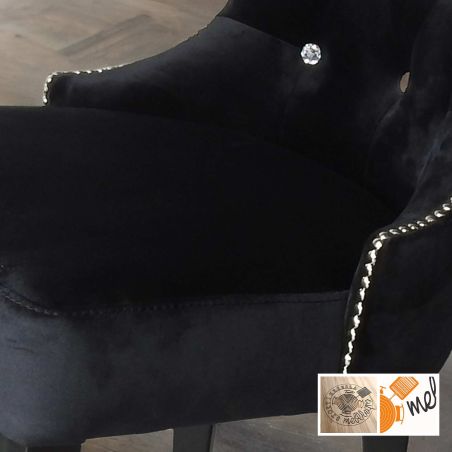 Czarne Krzesło K107 Tapicerowane z Kryształkami