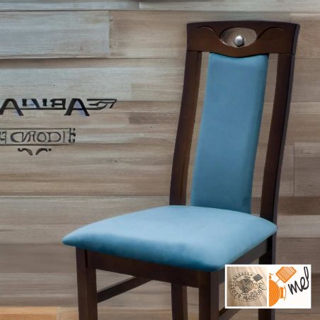Krzesło z Drewnianym Oparciem ozdobionym Metalową Kulką