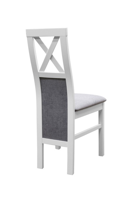 Krzesło białe K148 drewniane wysokie oparcie X tył