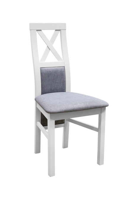 Krzesło białe K148 drewniane wysokie oparcie X przód