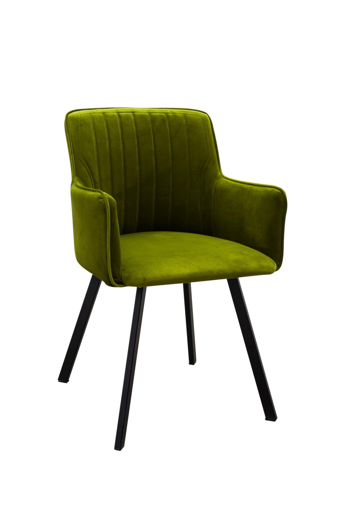 Krzesło fotelowe z podłokietnikami K157 welurowe zielone groszek
