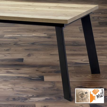 Funkcjonalny rozkładany stół S48 dębowy z metalowymi nogami - styl skandynawski