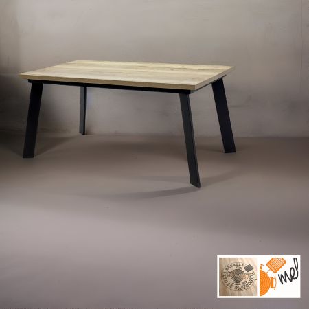 Funkcjonalny rozkładany stół S48 dębowy z metalowymi nogami - styl skandynawski