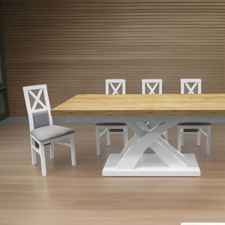 Designerski Stół X z Krzesłami Z26 na Białych Nogach