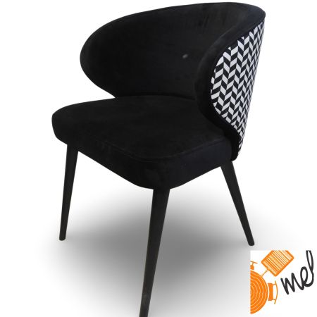 Czarno-Białe Krzesło K183 Tapicerowane Styl Retro