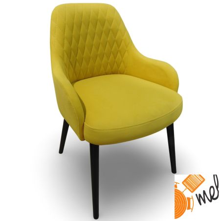 Żółte Krzesło K186 Tapicerowane z Podłokietnikiem