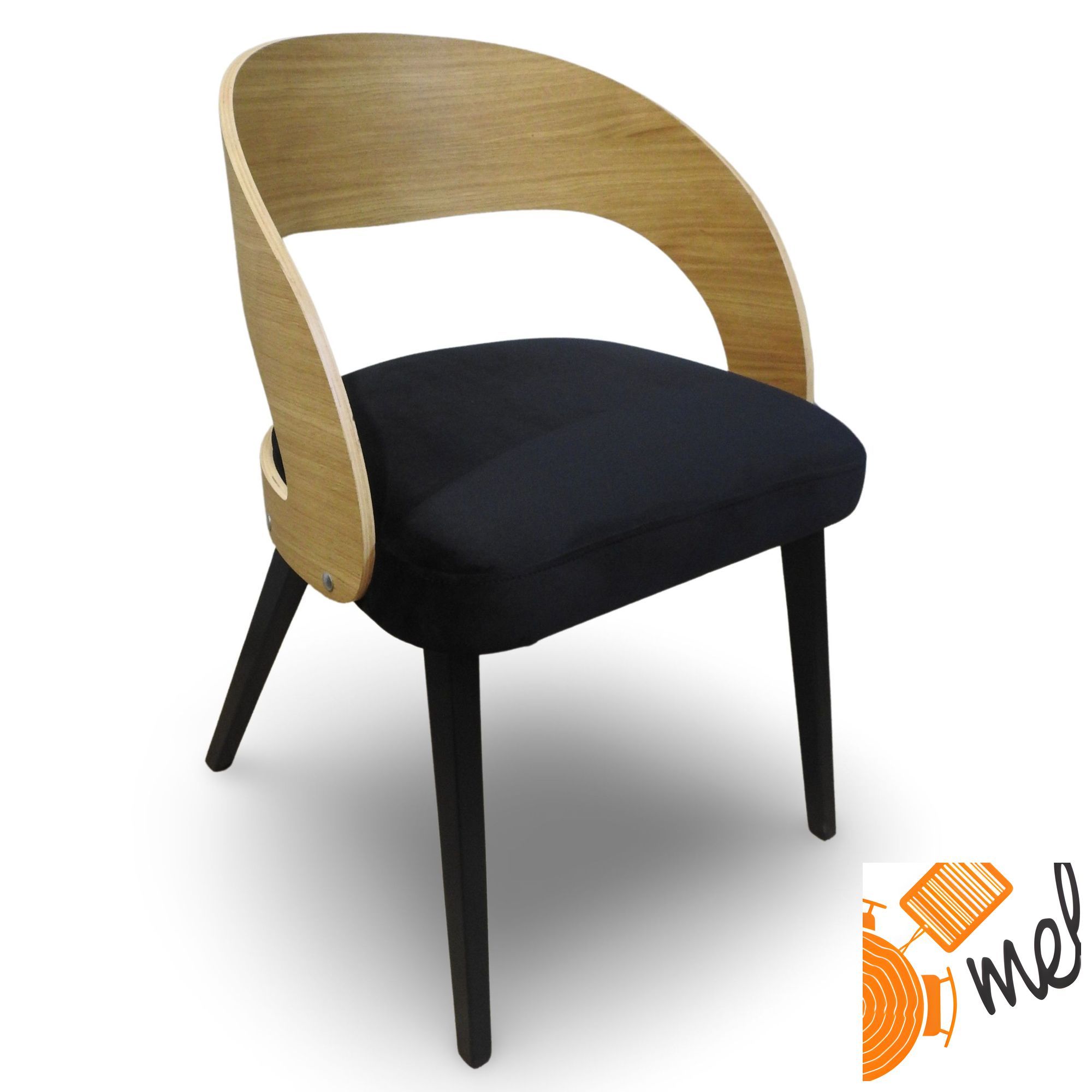 Krzesło K187 Fabio Miękkie Siedzisko Czarne Nogi Buk