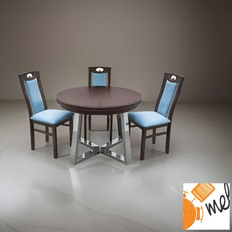 Stół Okrągły Rozkładany Metalowe Nogi Z31 Krzesła Tapicerowane
