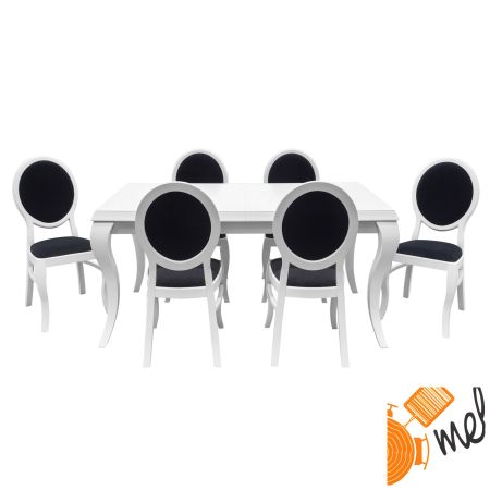 Biały Rozkładany Stół z Krzesłami Z29 Styl Glamour