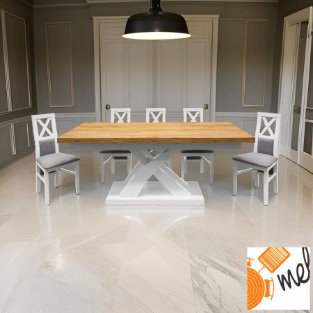 Designerski stół X z krzesłami tapicerowanymi - Stwórz wyjątkową przestrzeń