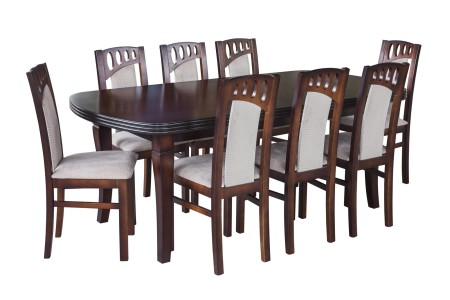 Stylowy stół rozkładany Z51 z 8 krzesłami tapicerowanymi