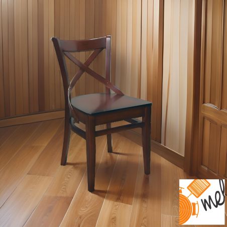 Drewniane Krzesło z Oparciem X w stylu retro