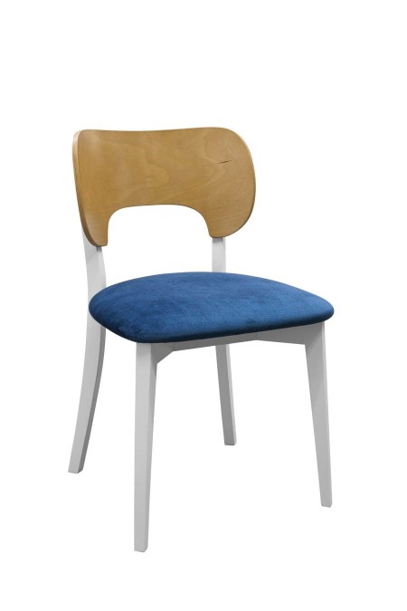 Krzesło drewniane tapicerowane siedzisko K155 niebieskie
