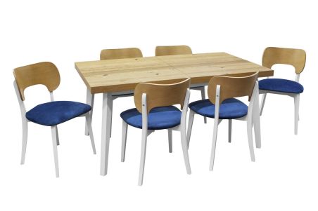 Stół prostokątny rozkładany Z46 z krzesłami białe nogi